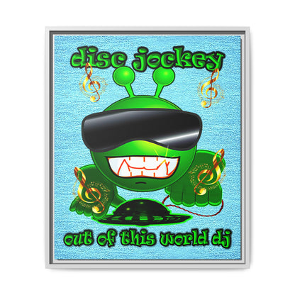 disc jockey - framed canvas art (faded blue)