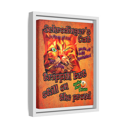 schrodinger's cat - framed canvas art (burnt orange)