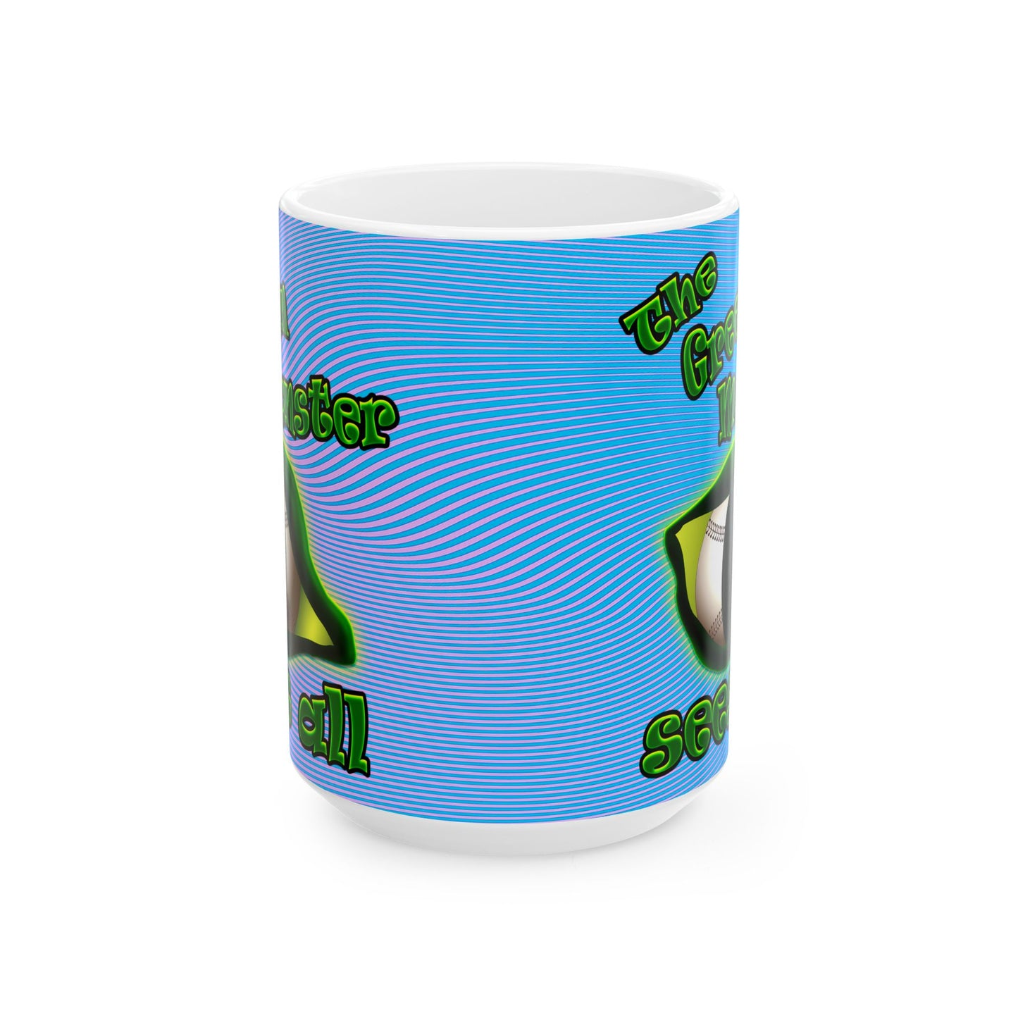 green monster - White Mug (light blue-purple wave)