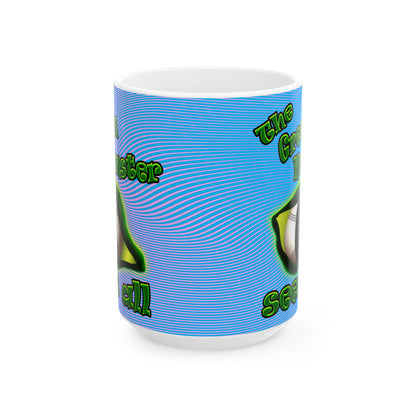 green monster - White Mug (light blue-purple wave)