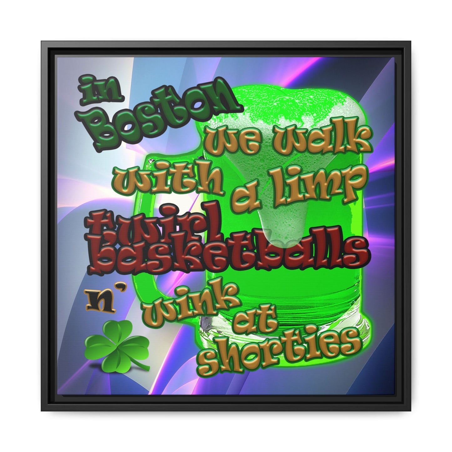 celtics logo - framed canvas art (grey-pink wave)
