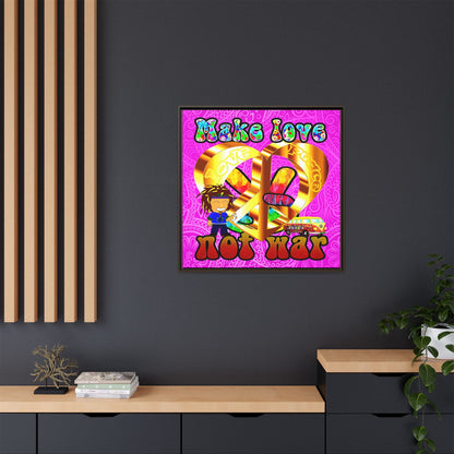 love peace - framed canvas art (pink swirl)