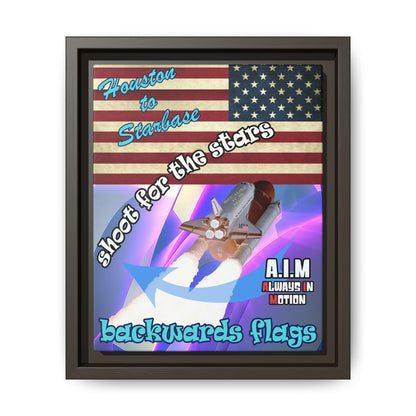 shoot for the stars - framed canvas art (grey-pink wave)
