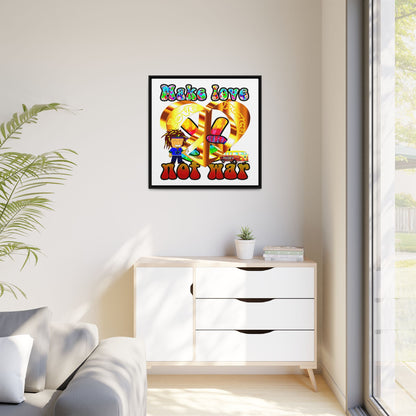 love peace - framed canvas art (white)