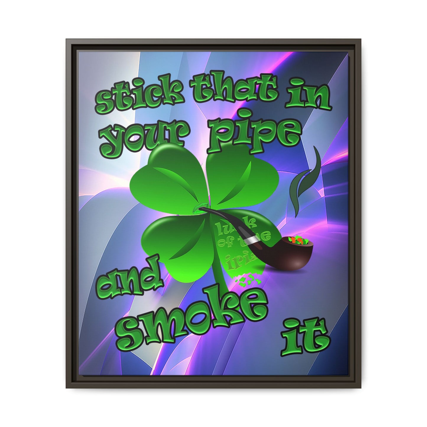 stick that in your pipe and smoke it - framed canvas art (grey-pink wave)