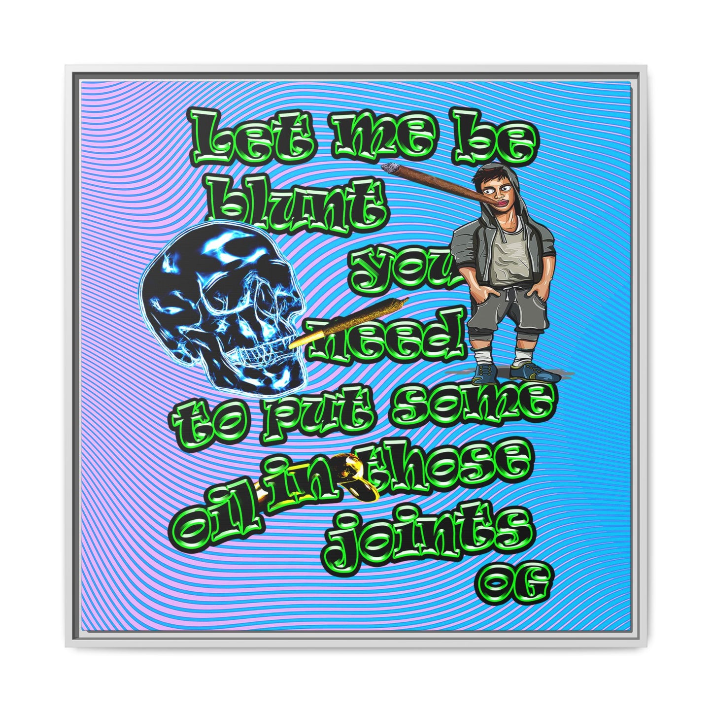 og - framed canvas art (light blue-purple wave)