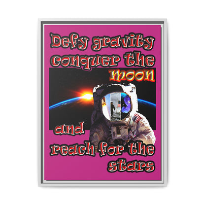 defy conquer reach - framed canvas art (pink)