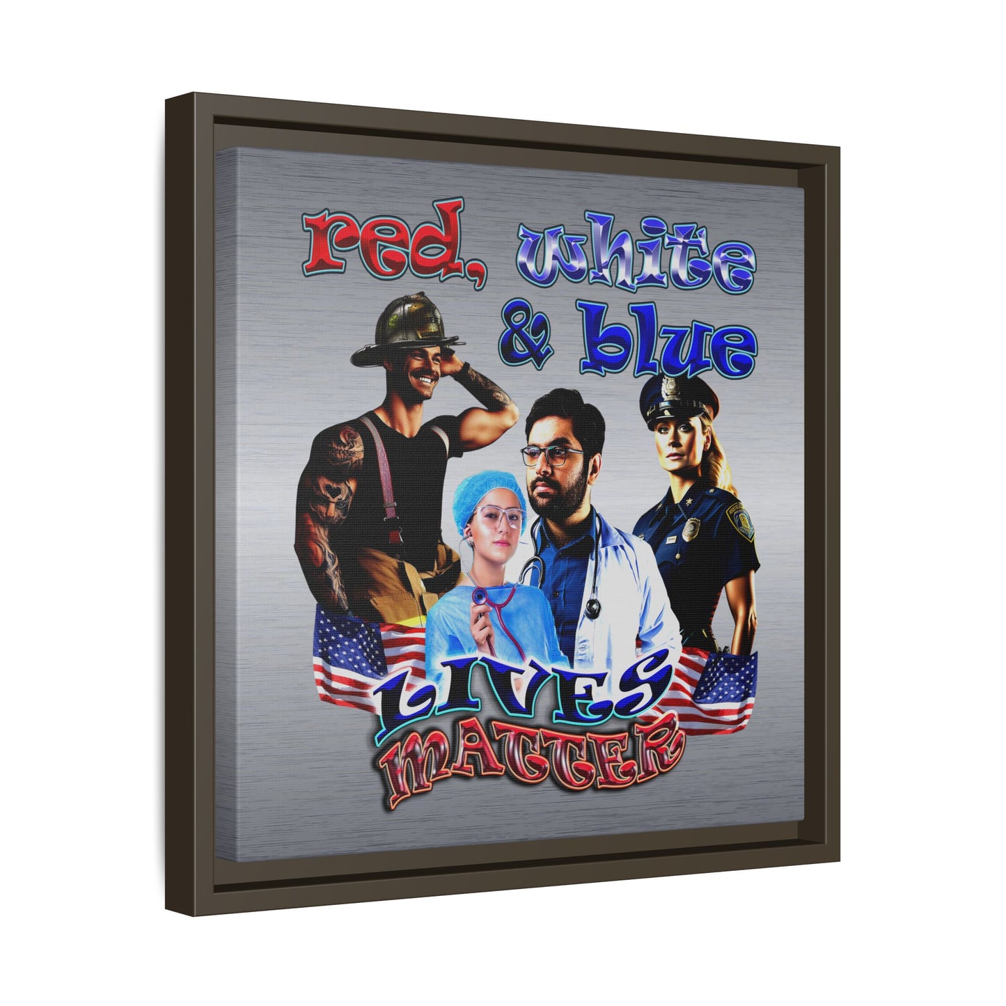 rw&b lives matter - framed canvas art (brushed nickel)