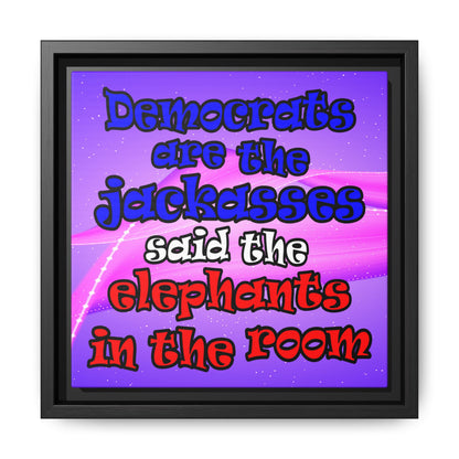 donkeys and elephants - framed canvas art (purple-pink wave)
