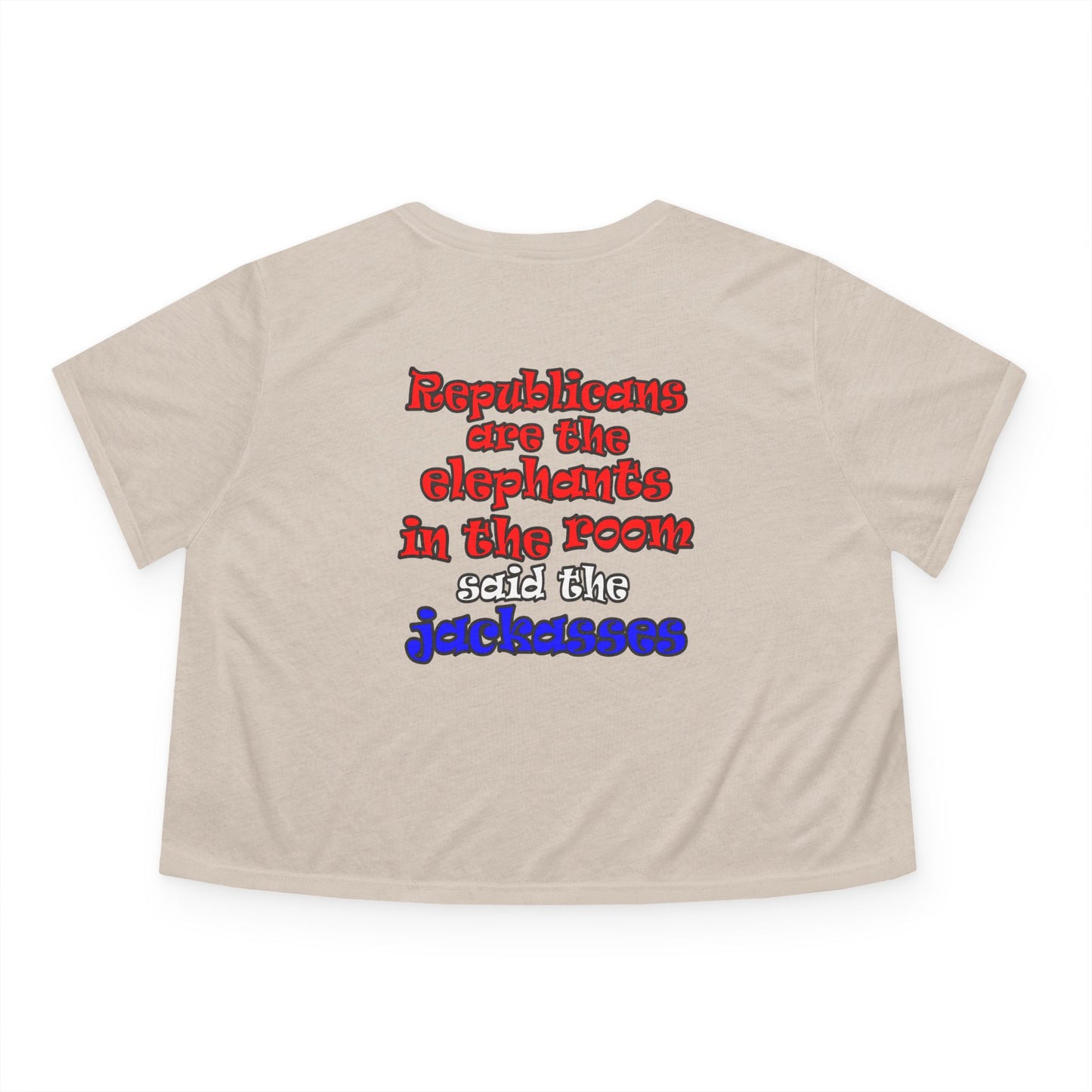 donkeys and elephants - Women's Flowy Cropped Tee
