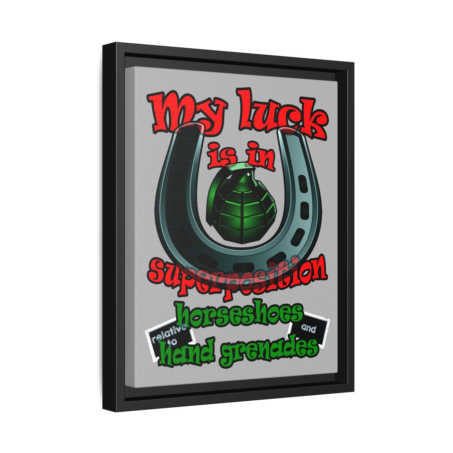 my luck - framed canvas art (light grey)
