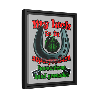 my luck - framed canvas art (light grey)