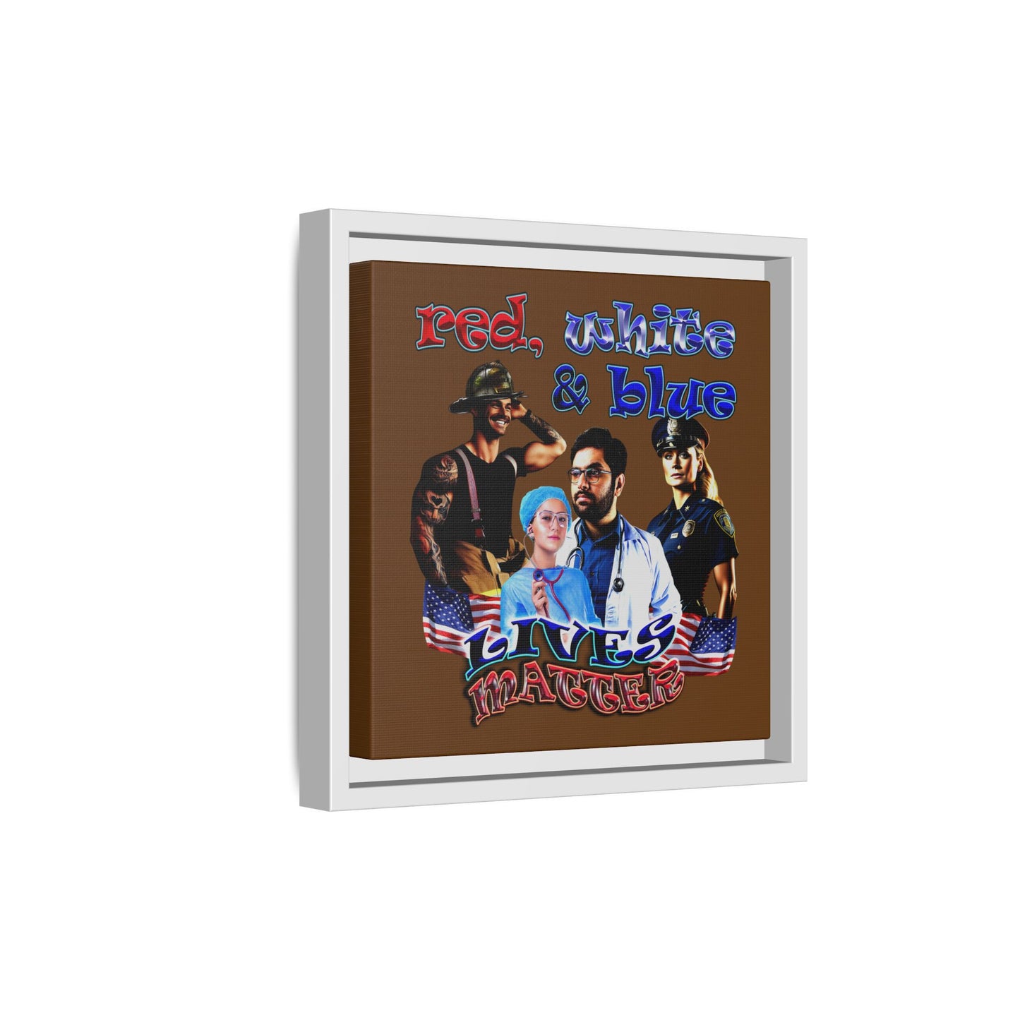 rw&b lives matter - framed canvas art (brown)