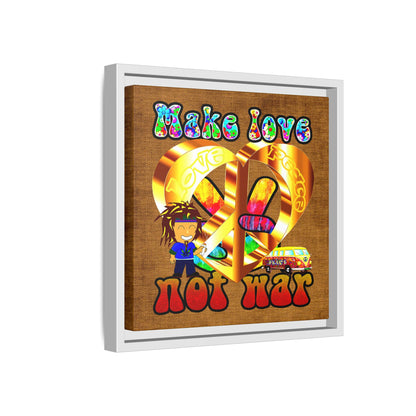 love peace - framed canvas art (brown papyrus)
