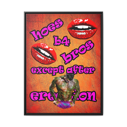 hoes b4 bros - framed canvas art (burnt orange)