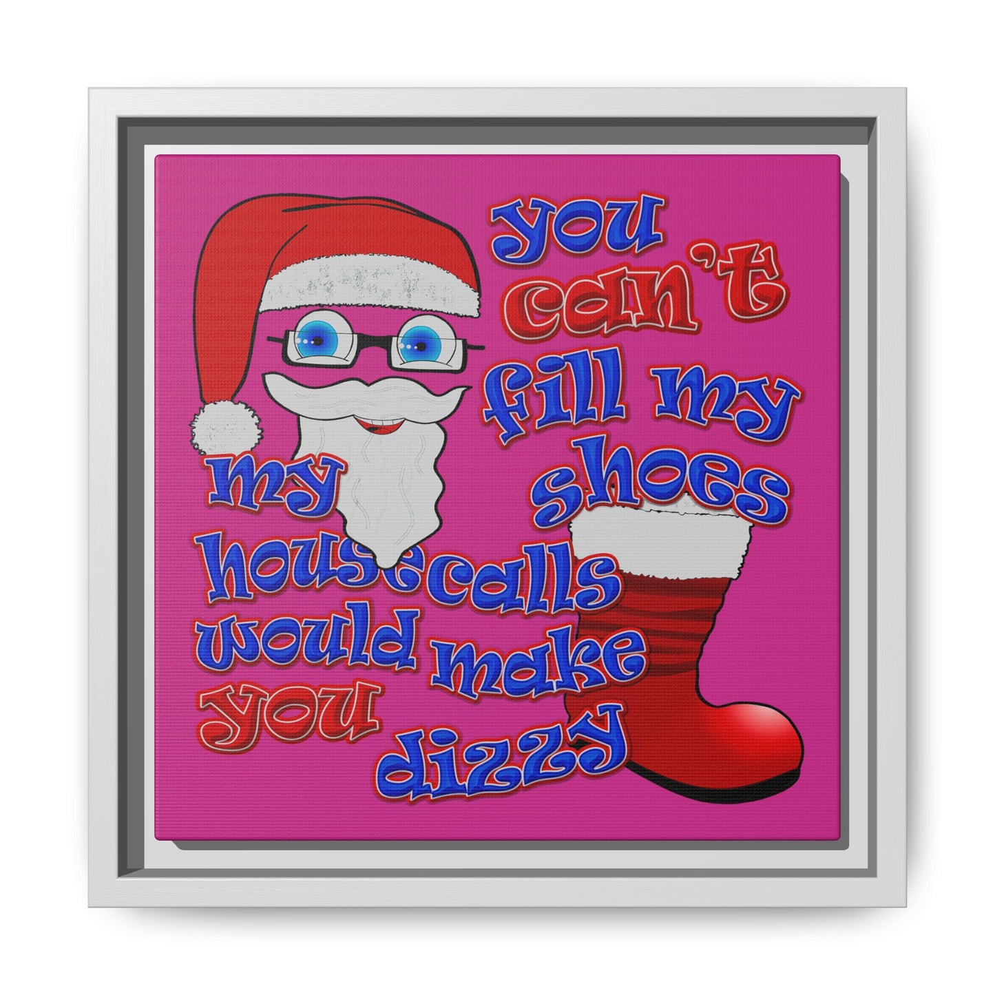 santa's shoes - framed canvas art (pink)