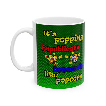 popping like popcorn - White Mug (logo green)