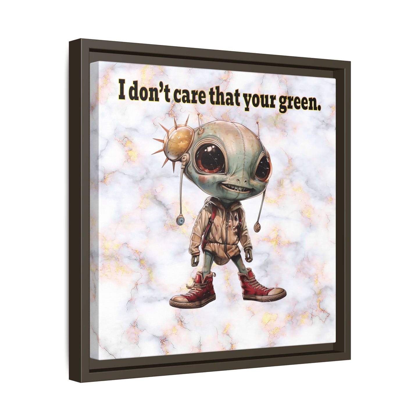 I don't care that your green - framed canvas art (white marble)