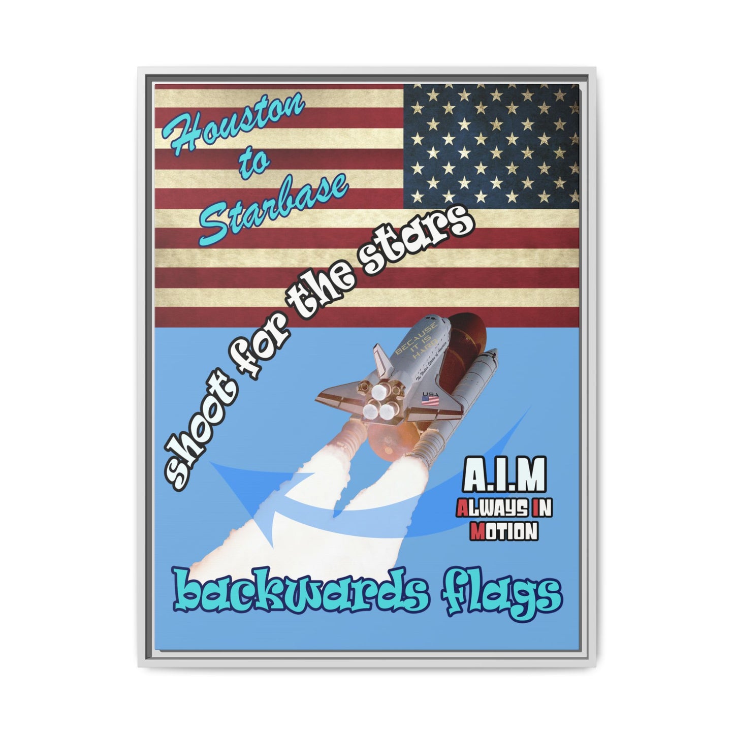 shoot for the stars - framed canvas art (light blue)