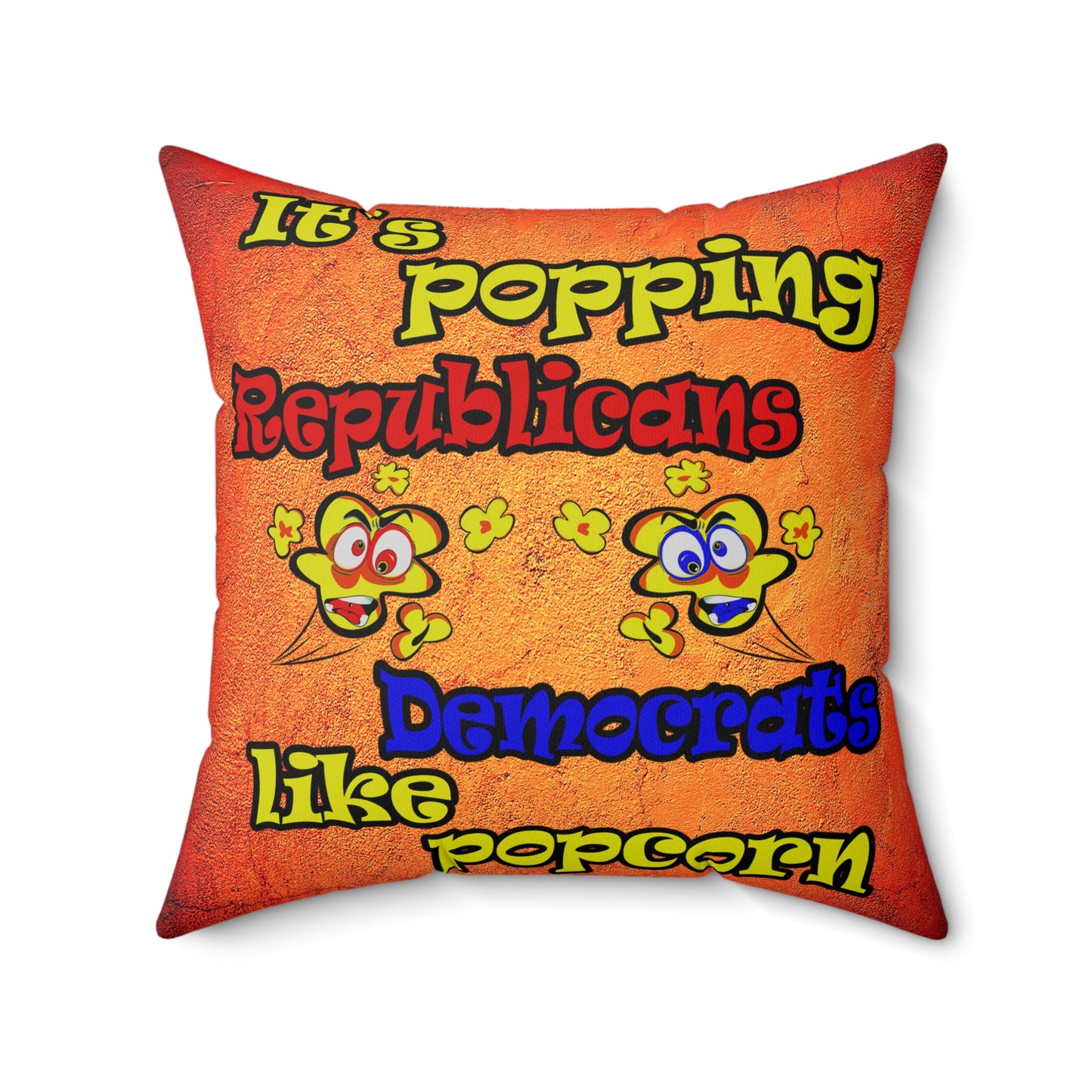 popping like popcorn - Spun Polyester Square Pillow - (burnt orange)