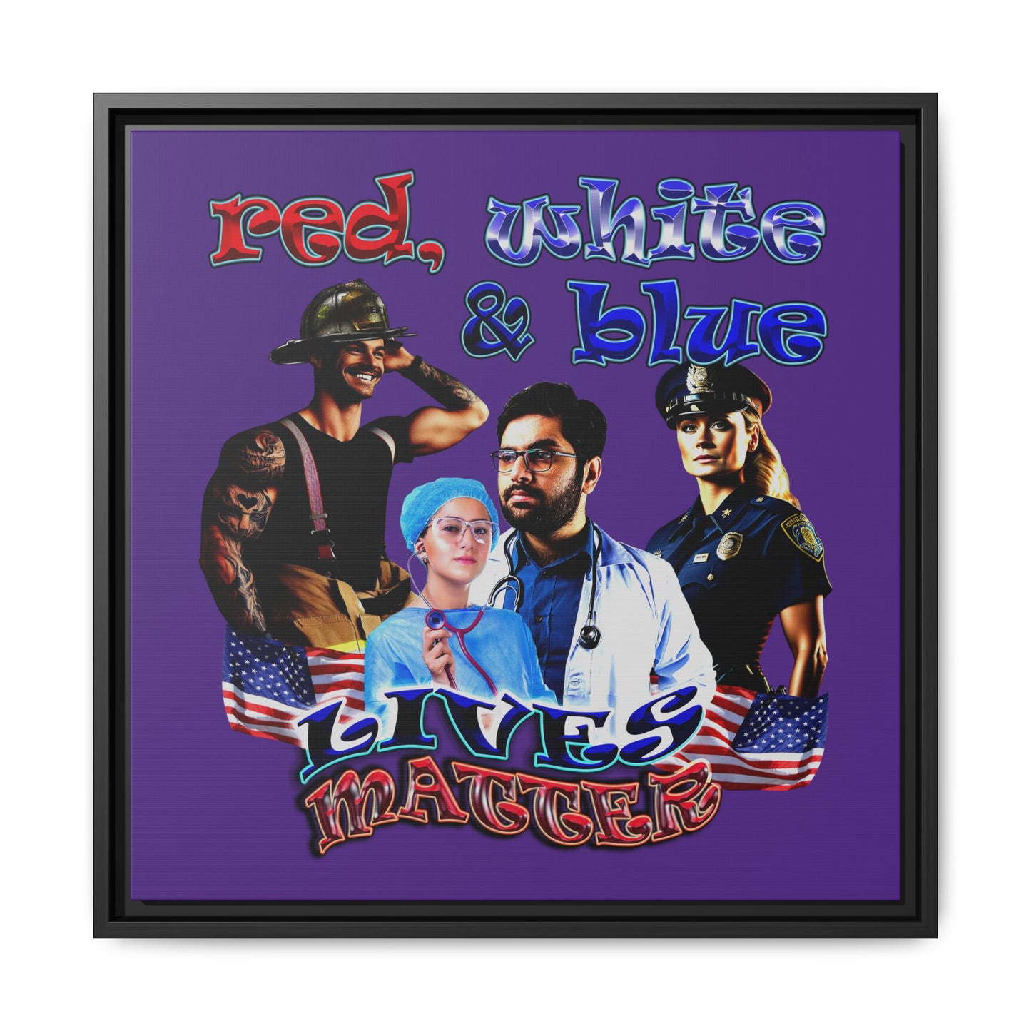 rw&b lives matter - framed canvas art (purple)