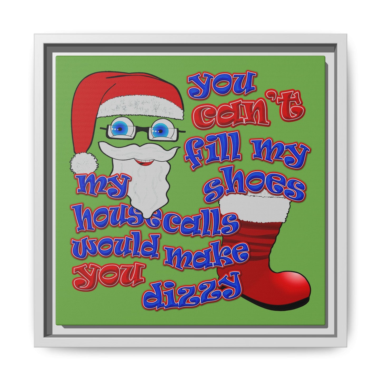 santa's shoes - framed canvas art (green)