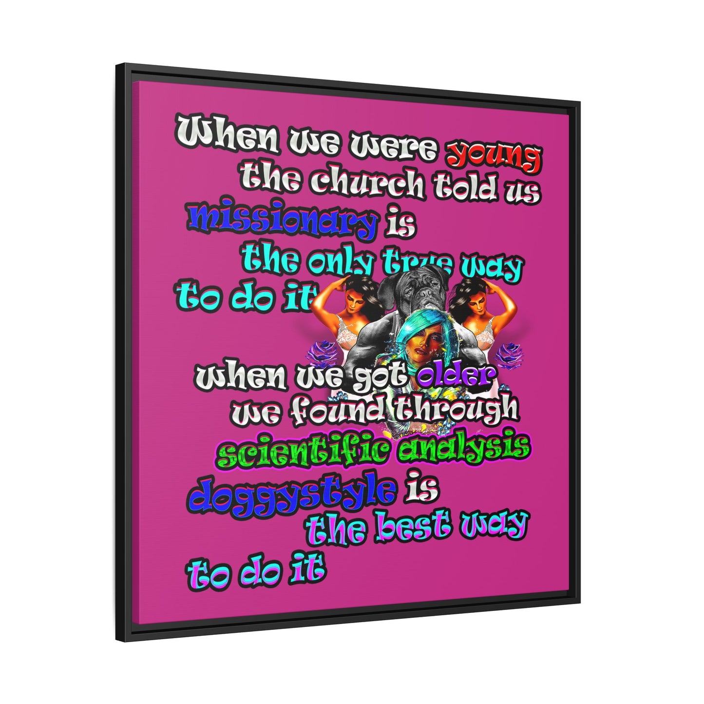 doggystyle - framed canvas art (pink)