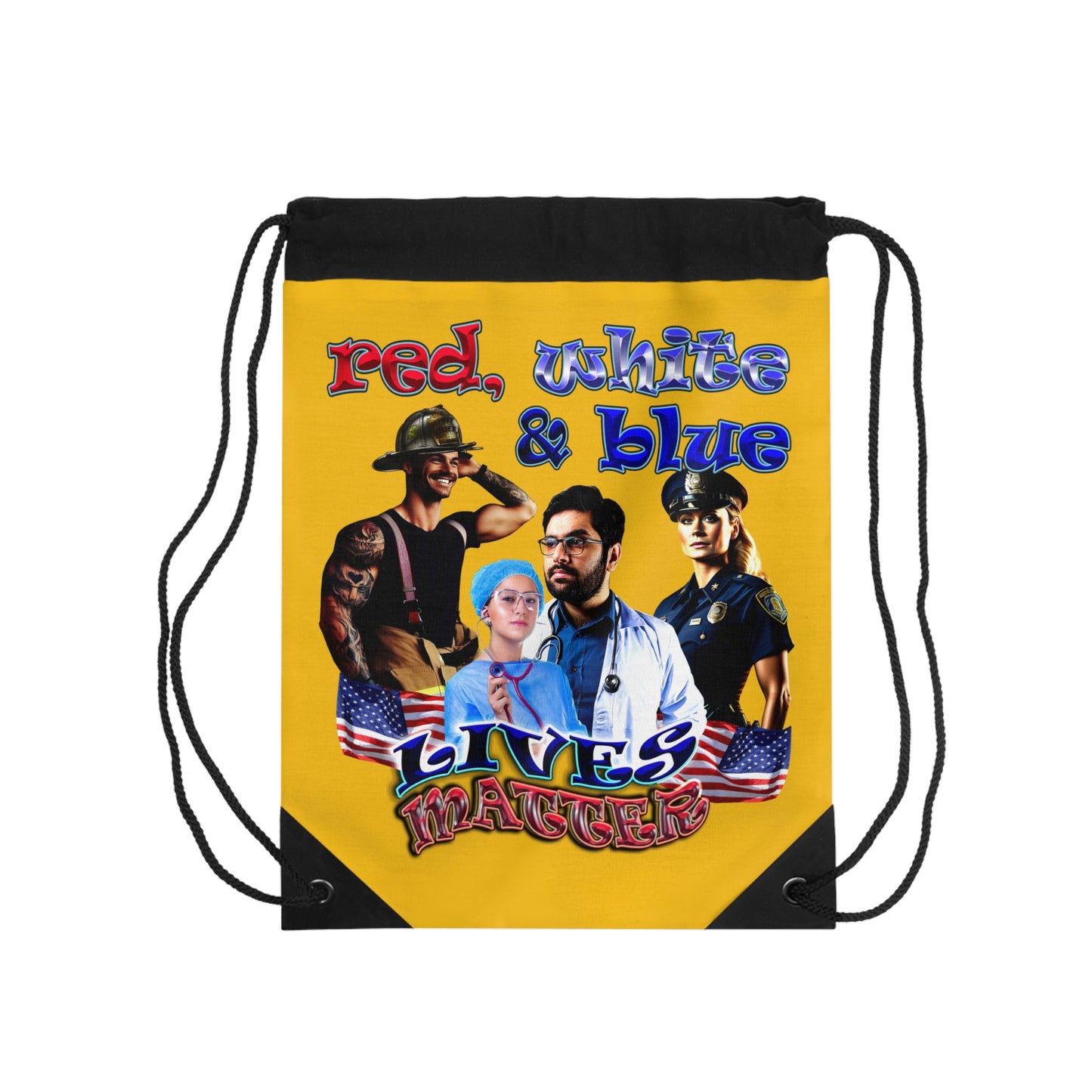 rw&b lives matter - Drawstring Bag (yellow)