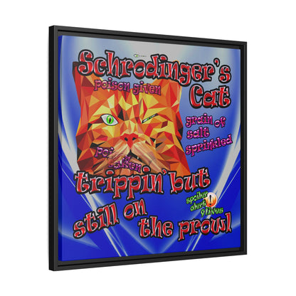 schrodinger's cat - framed canvas art (blue-white wave)