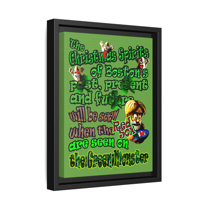 christmas spirits of boston - framed canvas art (green)