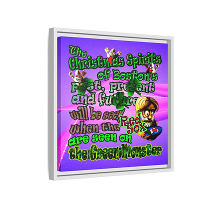 christmas spirits of boston - framed canvas art (purple-pink wave)