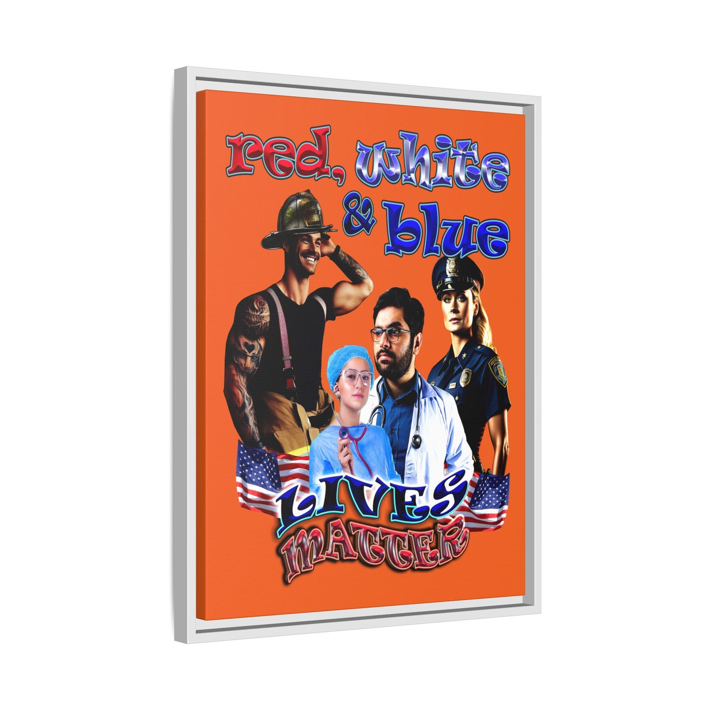 rw&b lives matter - framed canvas art (orange)