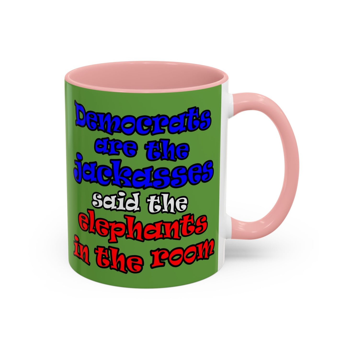 donkeys and elephants - Accent Mug (green)