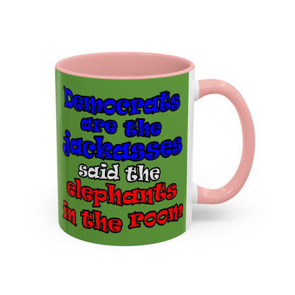 donkeys and elephants - Accent Mug (green)