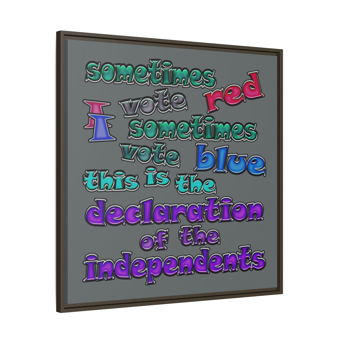 declaration of the independents - framed canvas art (dark grey)
