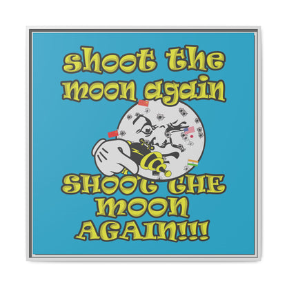 shoot the moon again - framed canvas art (turquoise)