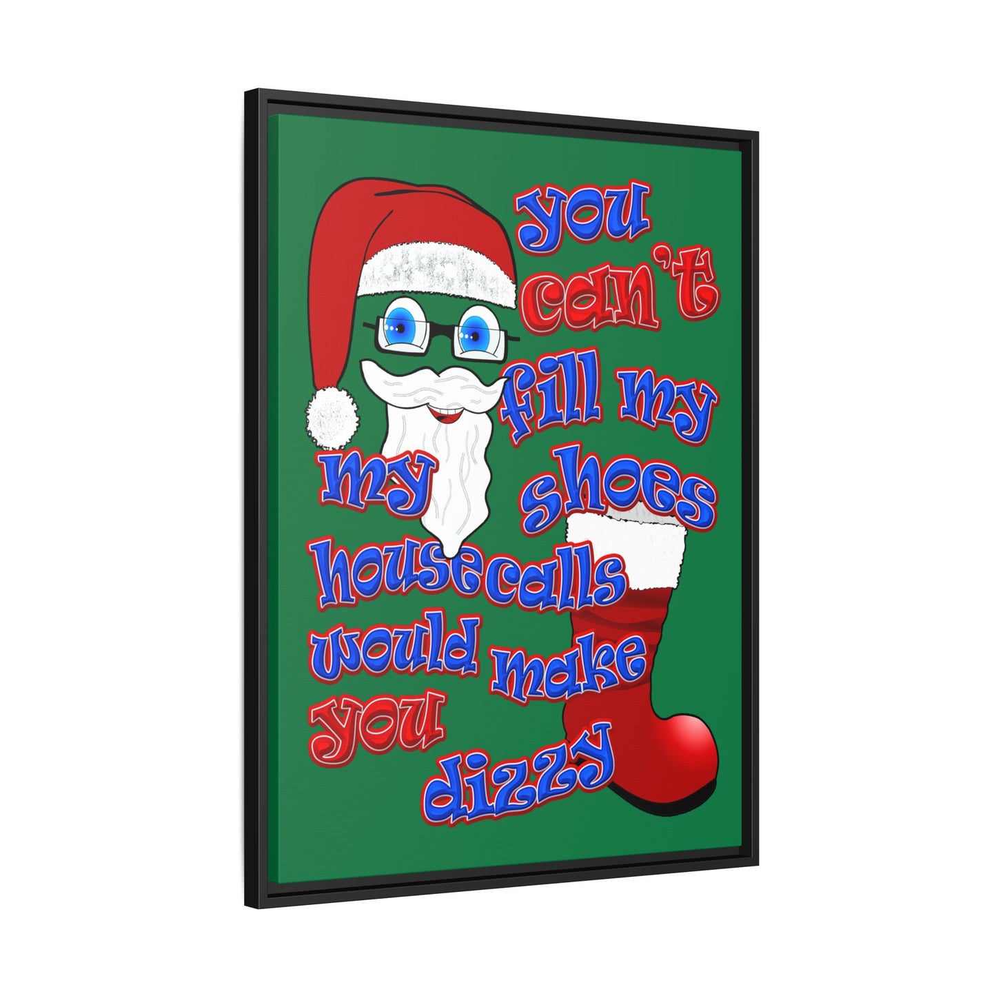 santa's shoes - framed canvas art (dark green)