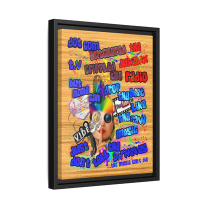 drop the beat - framed canvas art (butterscotch wood finish)