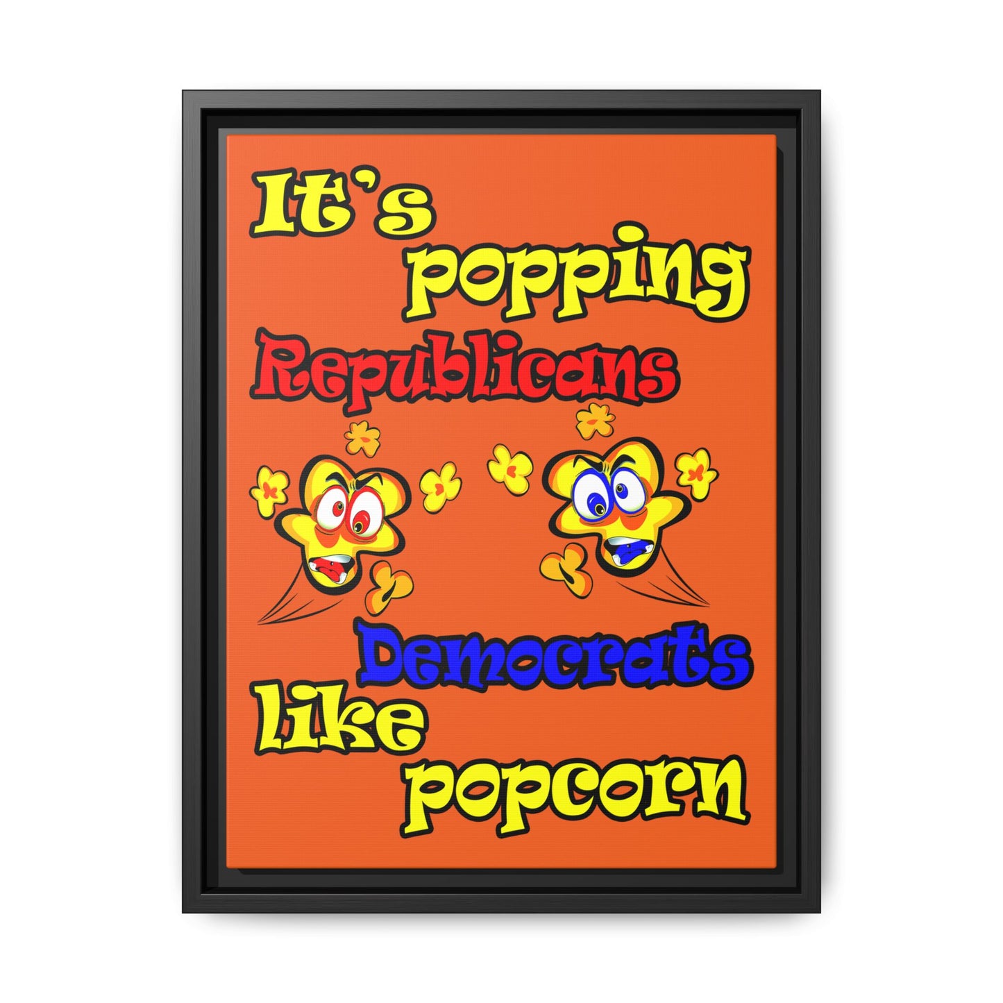 popping like popcorn - framed canvas art (orange)