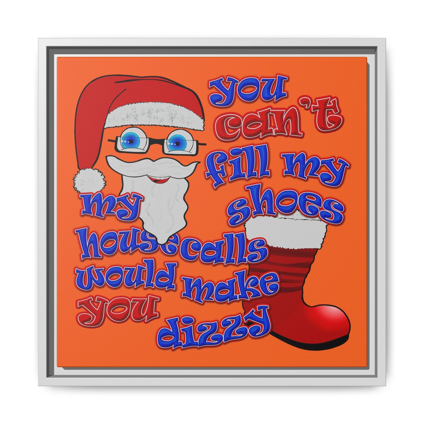santa's shoes - framed canvas art (orange)