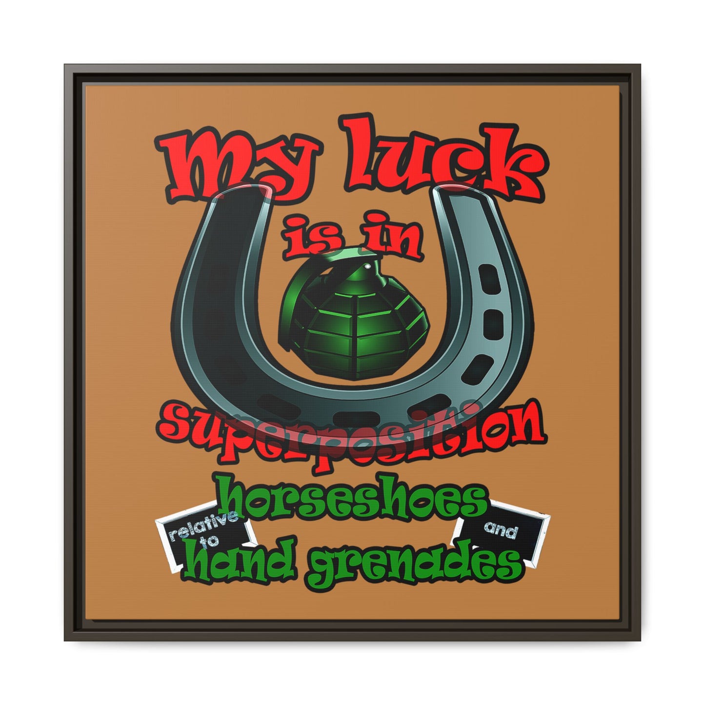 my luck - framed canvas art (light brown)