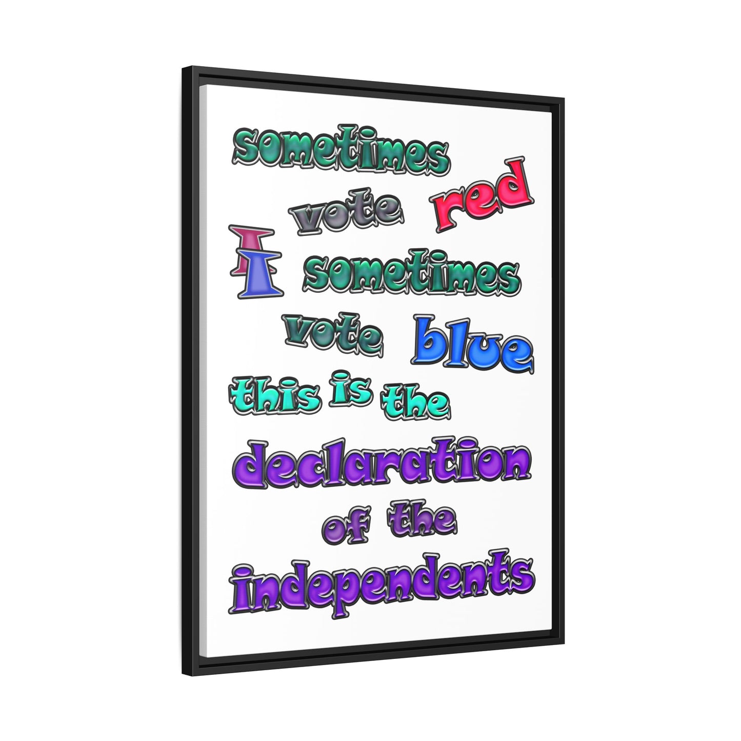 declaration of the independents - framed canvas art (white)