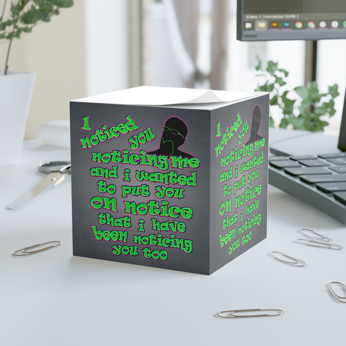 noticed you noticing - note cube (grey-light grey)