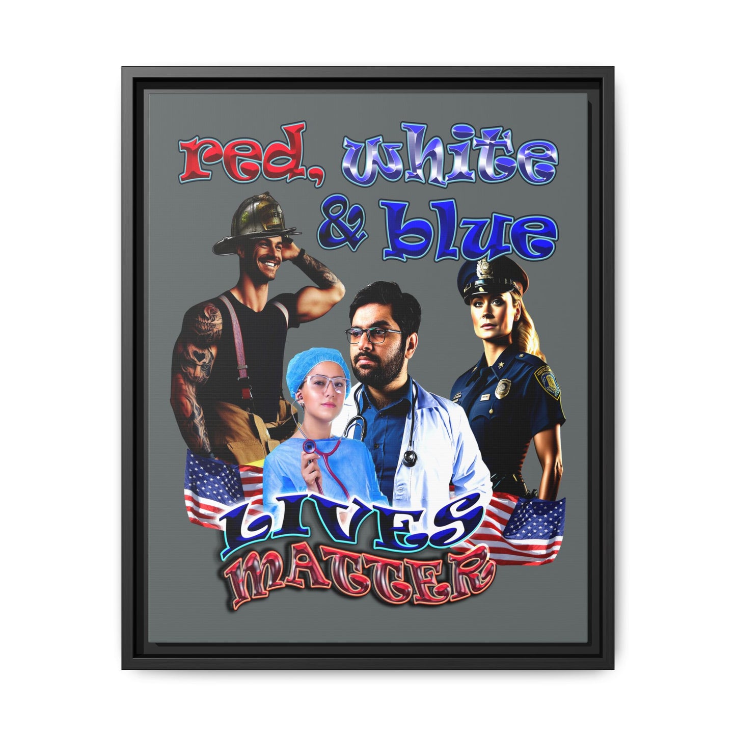 rw&b lives matter - framed canvas art (dark grey)