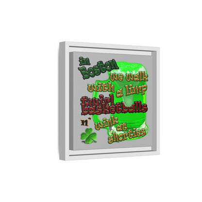 celtics logo - framed canvas art (light grey)