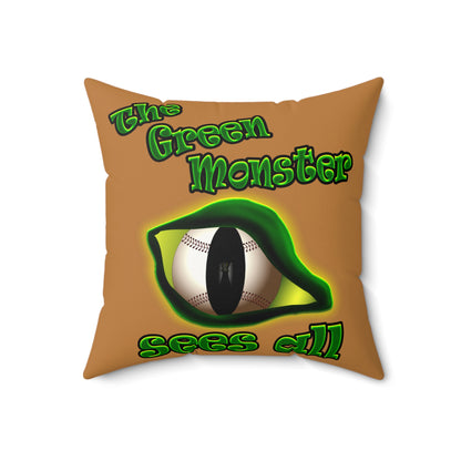 green monster - Faux Suede Square Pillow - (light brown)