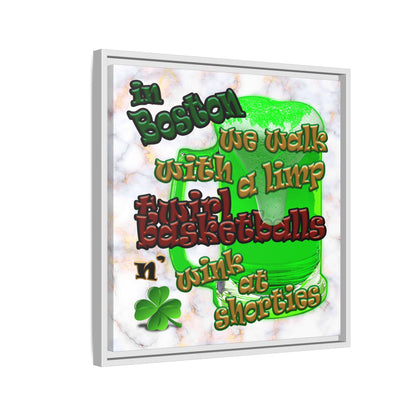celtics logo - framed canvas art (white marble)