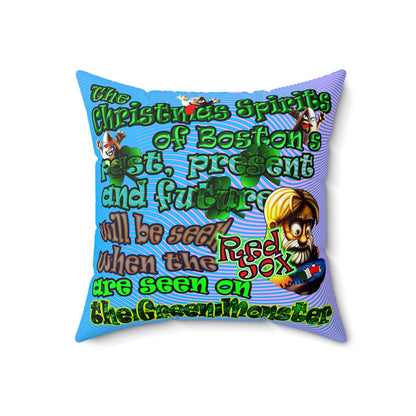 christmas spirits of boston - Spun Polyester Square Pillow - (light blue-purple wave)