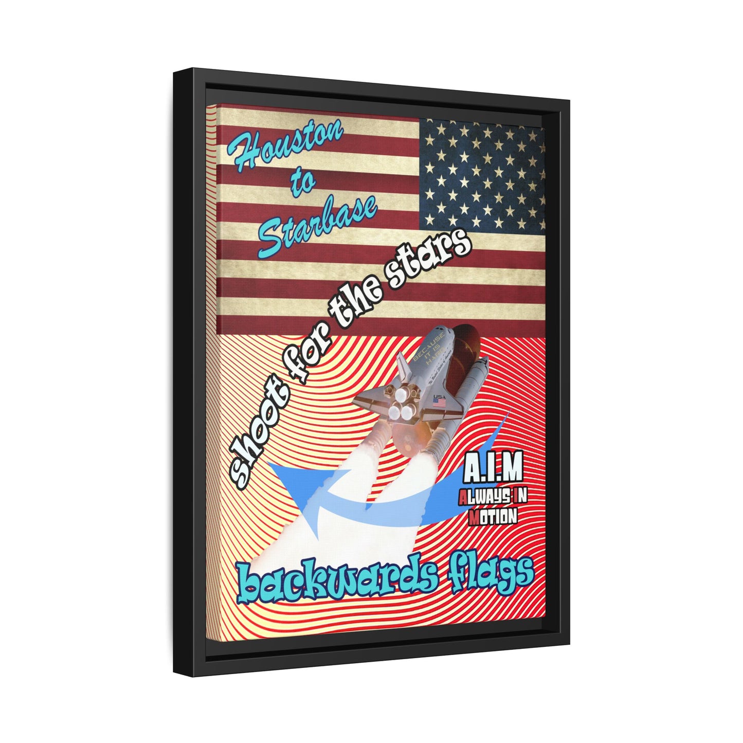 shoot for the stars - framed canvas art (yellow-orange wave)