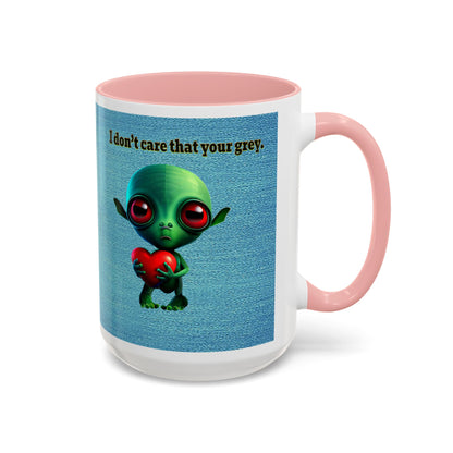 I don't care that your grey - Accent Mug (faded blue)